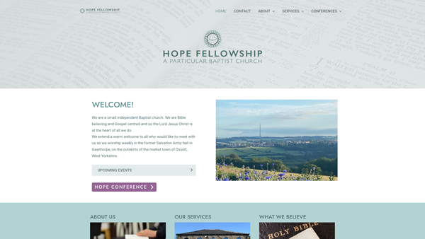 Screenshot of the Hope Fellowship Particular Baptist Church website