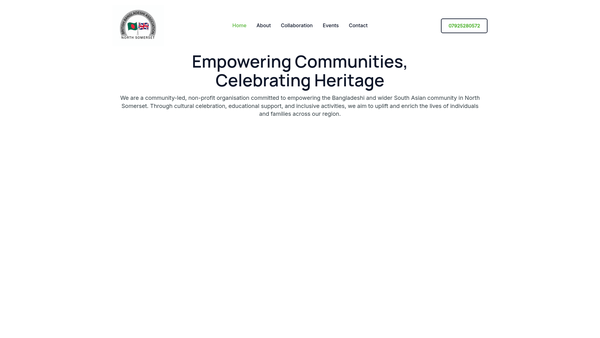 Screenshot of the British Bangladeshi Association (North Somerset) website