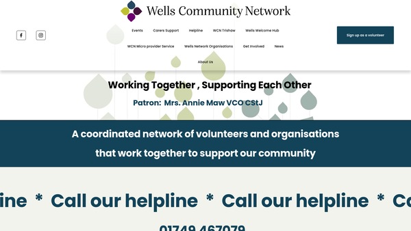 Screenshot of the Wells Community Network website