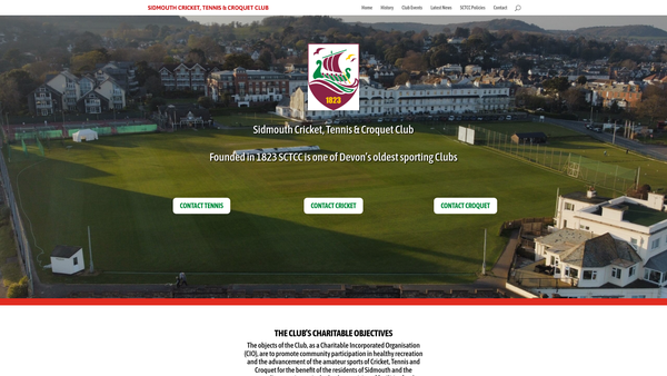Screenshot of the Sidmouth Cricket, Tennis & Croquet Club website
