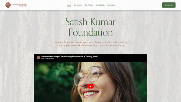 Screenshot of the Satish Kumar Foundation website