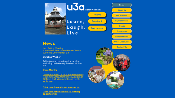 Screenshot of the North Walsham U3A website
