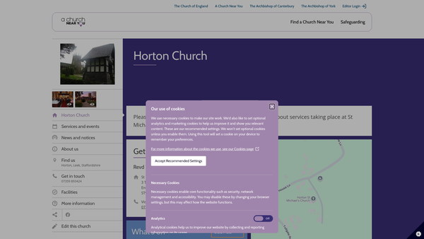 Screenshot of the The Parochial Church Council Of The Ecclesiastical Parish Of Horton In The Diocese Of Lichfield website
