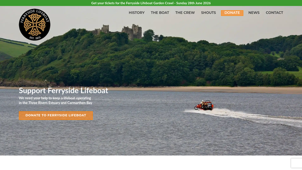 Screenshot of the Ferryside Lifeboat website
