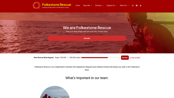 Screenshot of the Folkestone Rescue Ltd website
