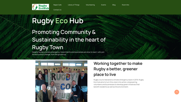 Screenshot of the Rugby Eco Hub website