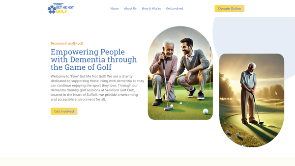 Screenshot of the "Fore" Get ME Not Golf website