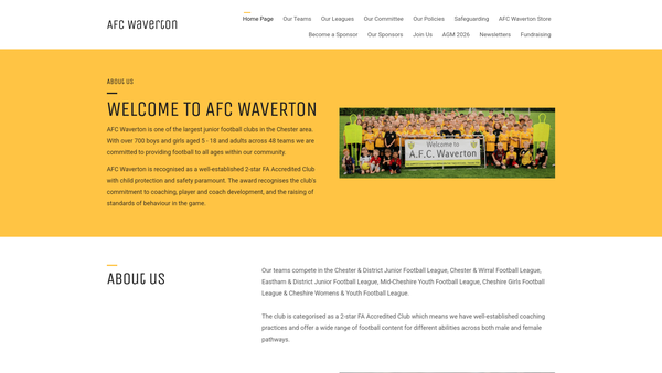 Screenshot of the AFC Waverton website