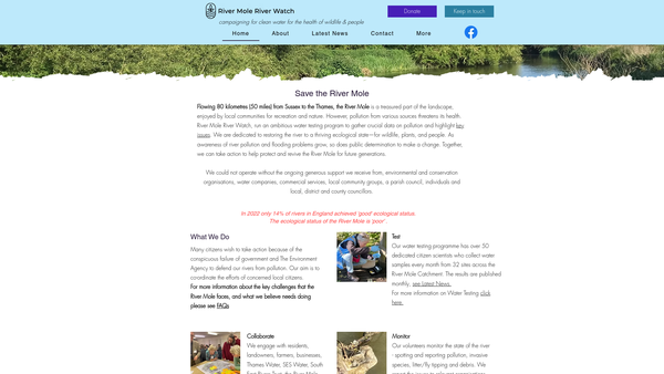 Screenshot of the River Mole River Watch website