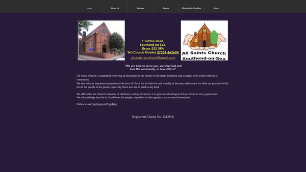 Screenshot of the All Saints Church Southend website