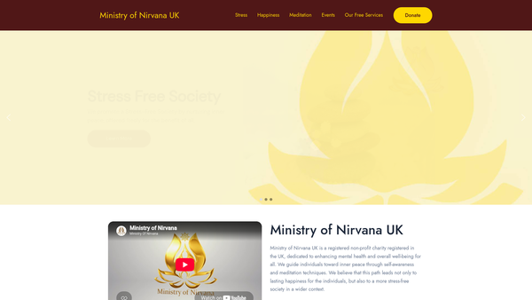 Screenshot of the Ministry Of Nirvana UK website