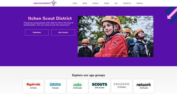 Screenshot of the Itchen District Scouts website