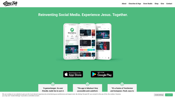 Screenshot of the Grow Faith Co website