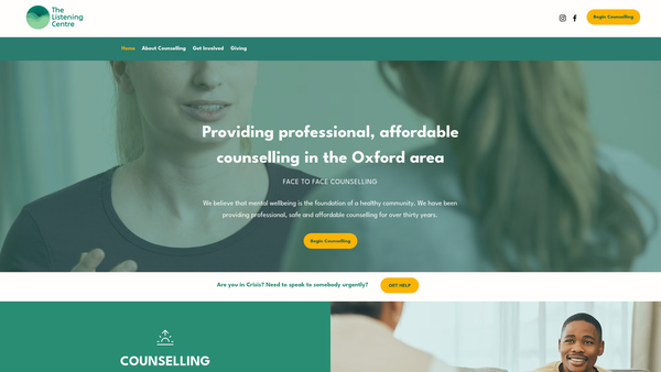 Screenshot of the The Listening Centre CIO website