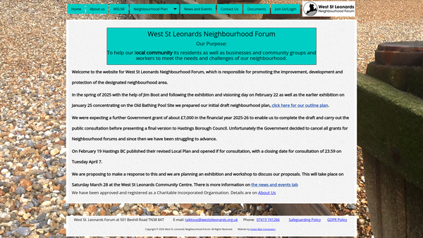 Screenshot of the West St Leonards Neighbourhood Forum website