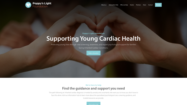 Screenshot of the Poppy's Light Foundation website