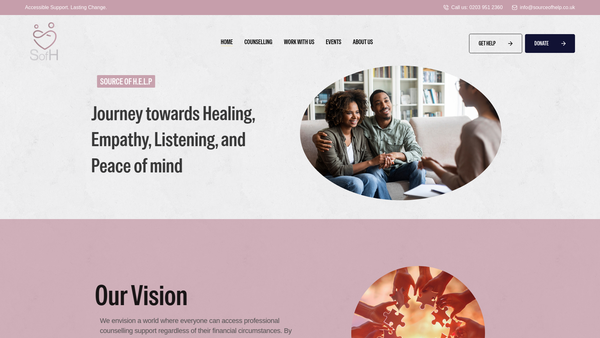 Screenshot of the Source Of H.e.l.p website