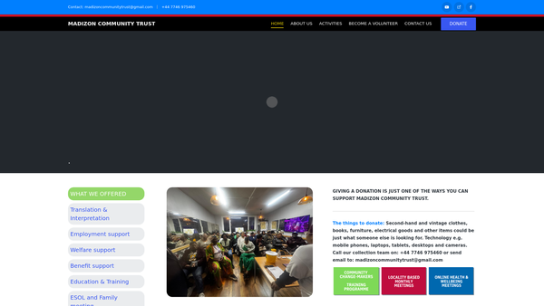 Screenshot of the Madizon Community Trust website