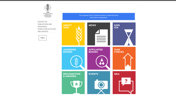 Screenshot of the The International Union Of Nutritional Sciences website