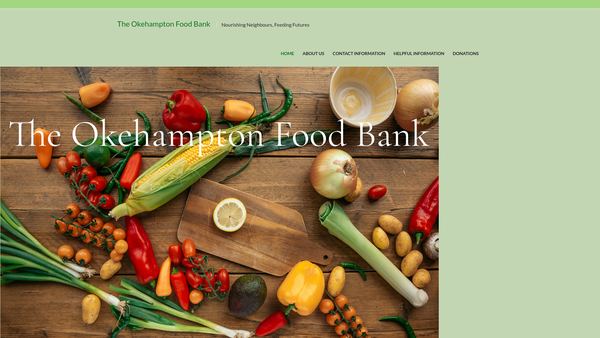 Screenshot of the The Okehampton Foodbank website