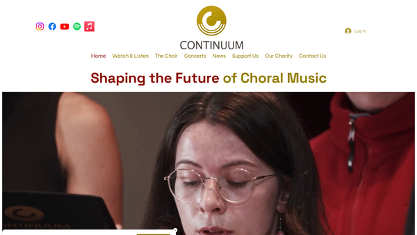 Screenshot of the Continuum Choral Foundation website
