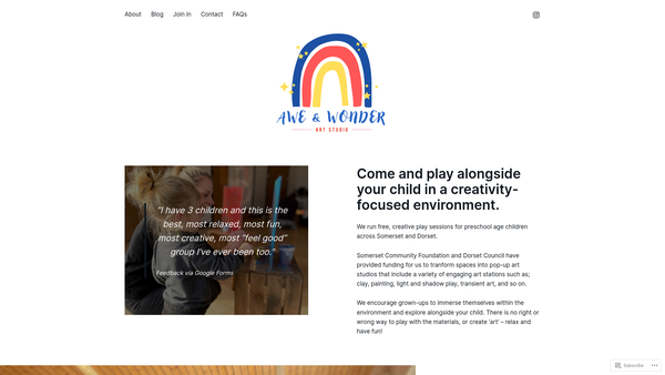 Screenshot of the Awe And Wonder website