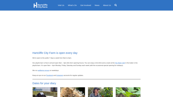 Screenshot of the Hartcliffe City Farm website