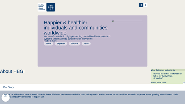 Screenshot of the Healthy Brains Global Initiative UK website