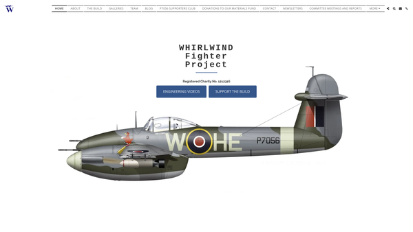 Screenshot of the Whirlwind Fighter Project website