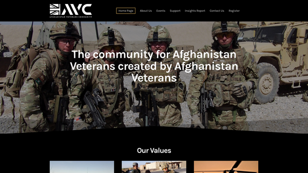 Screenshot of the The UK Afghanistan Veterans Community website
