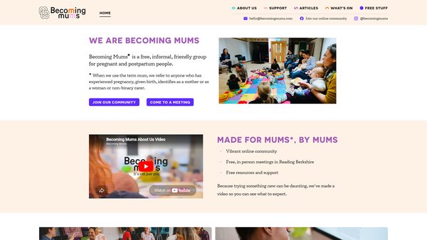 Screenshot of the Becoming Mums website