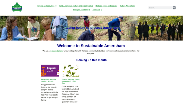 Screenshot of the Sustainable Amersham website