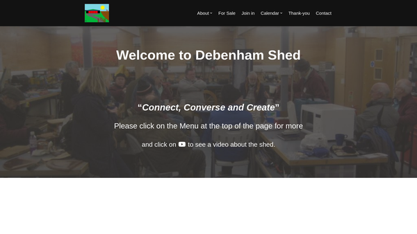 Screenshot of the Debenham Shed website
