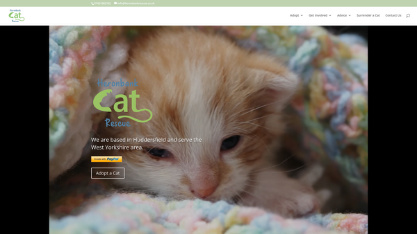 Screenshot of the Heronbank Cat Rescue website