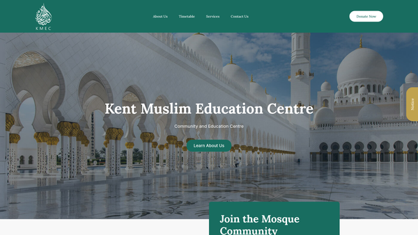Screenshot of the Kent Muslim Education Centre website