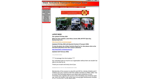 Screenshot of the West Yorkshire Transport Heritage Trust website