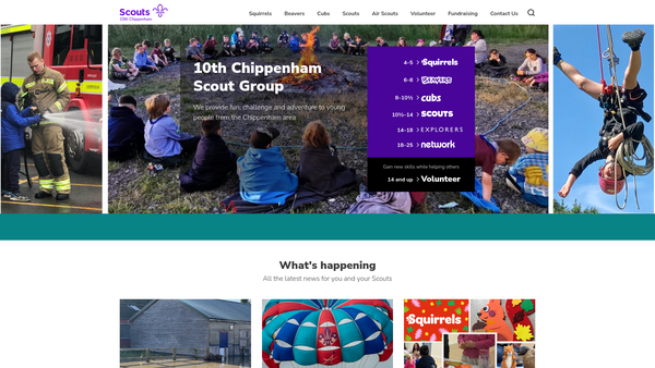 Screenshot of the 10th Chippenham Scout Group website