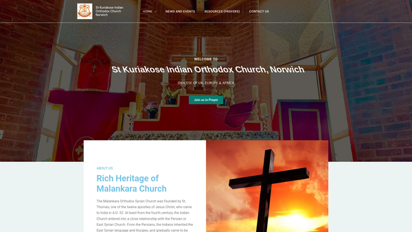 Screenshot of the St. Kuriakose Indian Orthodox Church, Norwich website