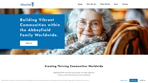 Screenshot of the Abbeyfield World Council website