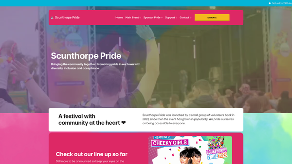 Screenshot of the Scunthorpe Pride website