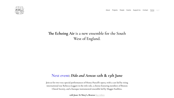 Screenshot of the The Echoing Air website