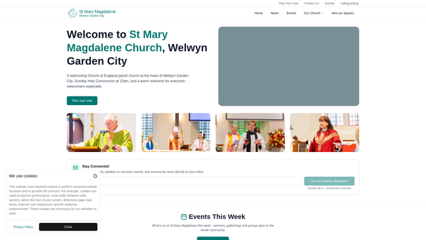 Screenshot of the The Parochial Church Council Of St. Mary Magdalene, Hatfield Hyde website