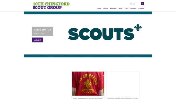 Screenshot of the 10th Chingford Scout Group website
