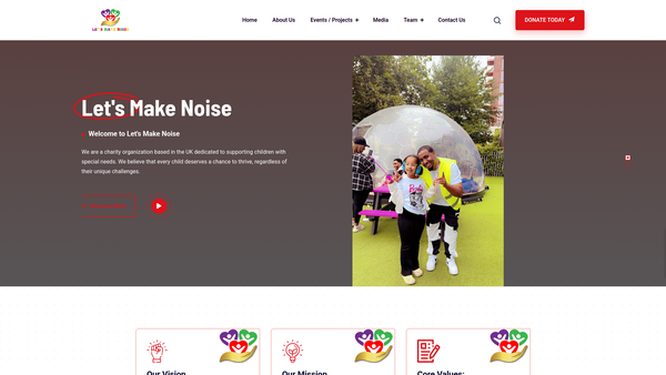 Screenshot of the Let's Make Noise website