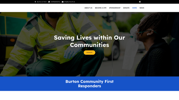 Screenshot of the Burton Community First Responders website