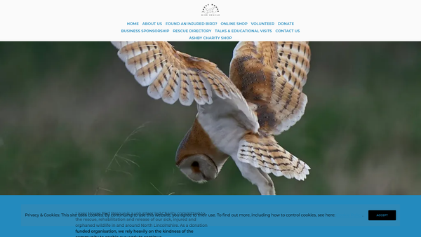 Screenshot of the Laxey House Bird & Animal Rescue website