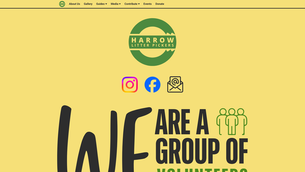 Screenshot of the Harrow Litter Pickers website