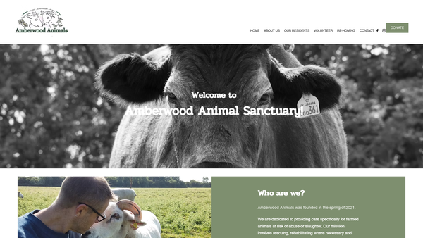 Screenshot of the Amberwood Animals website
