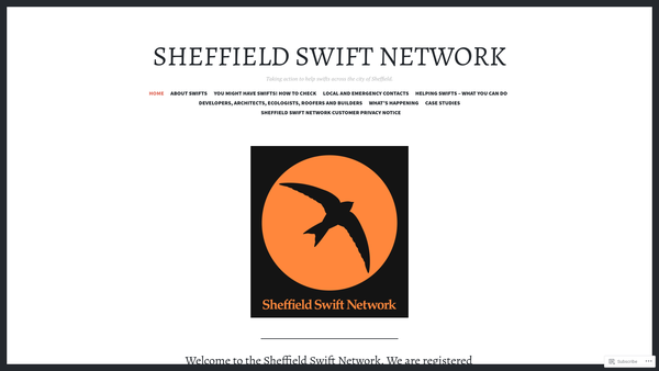Screenshot of the Sheffield Swift Network website