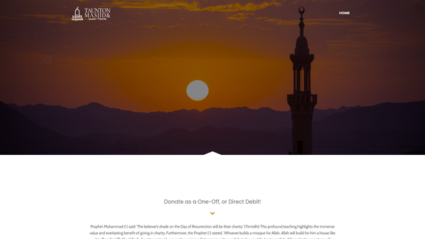 Screenshot of the Taunton Central Masjid And Islamic Centre website